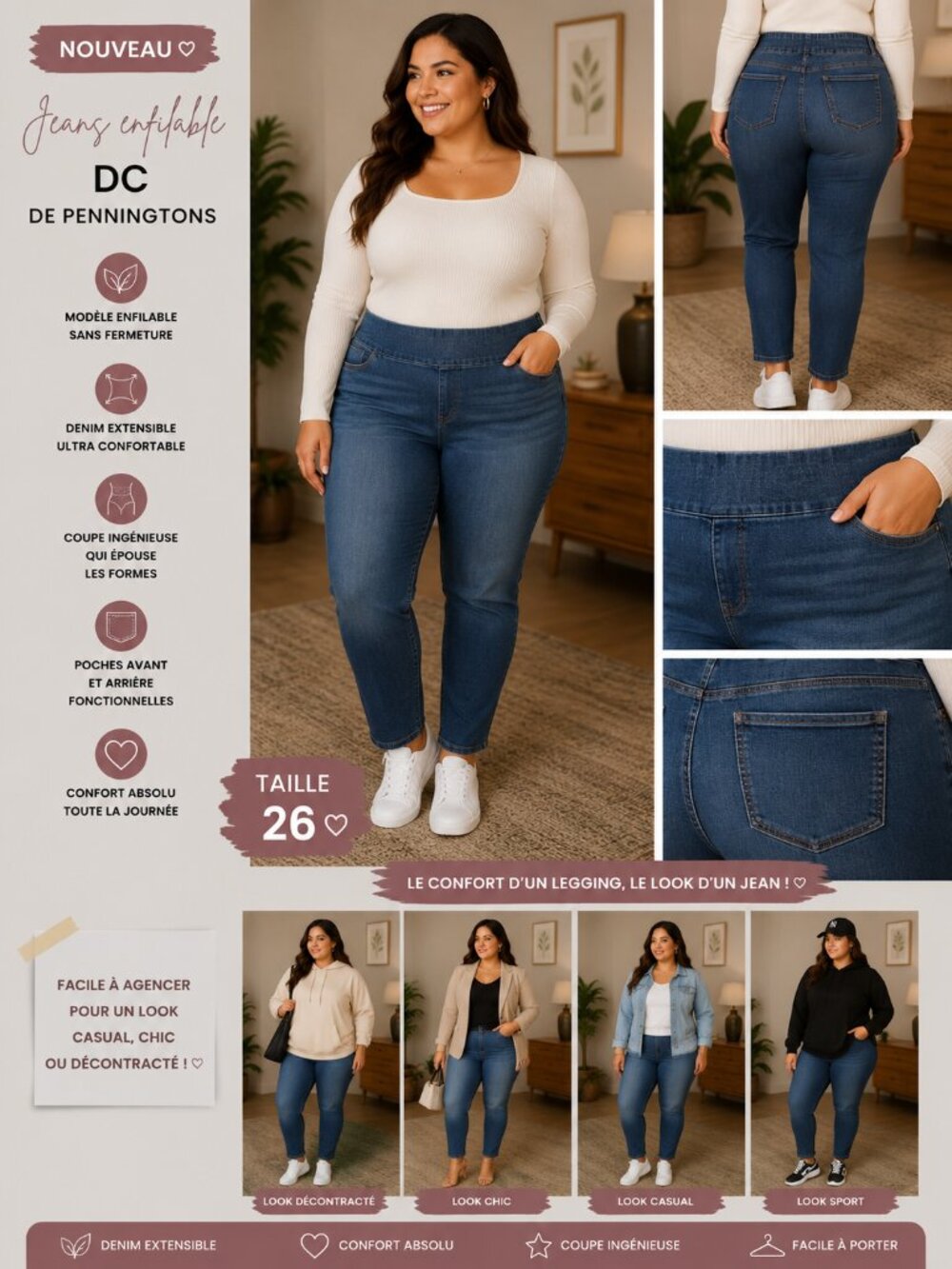 DC Penningtons Pull-On Jeans – Size 26